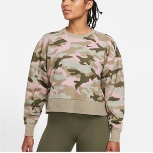 Nike Dri-Fit Get Fit Camo Training Crewneck Cropped Sweatshirt